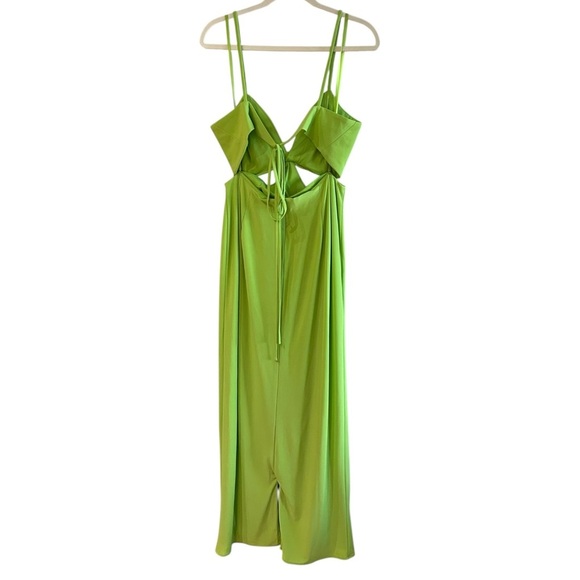 IEENA for Mac Duggal Cutout Strappy Back Column Dress Sz 8 Green Maxi Gown - Picture 8 of 15